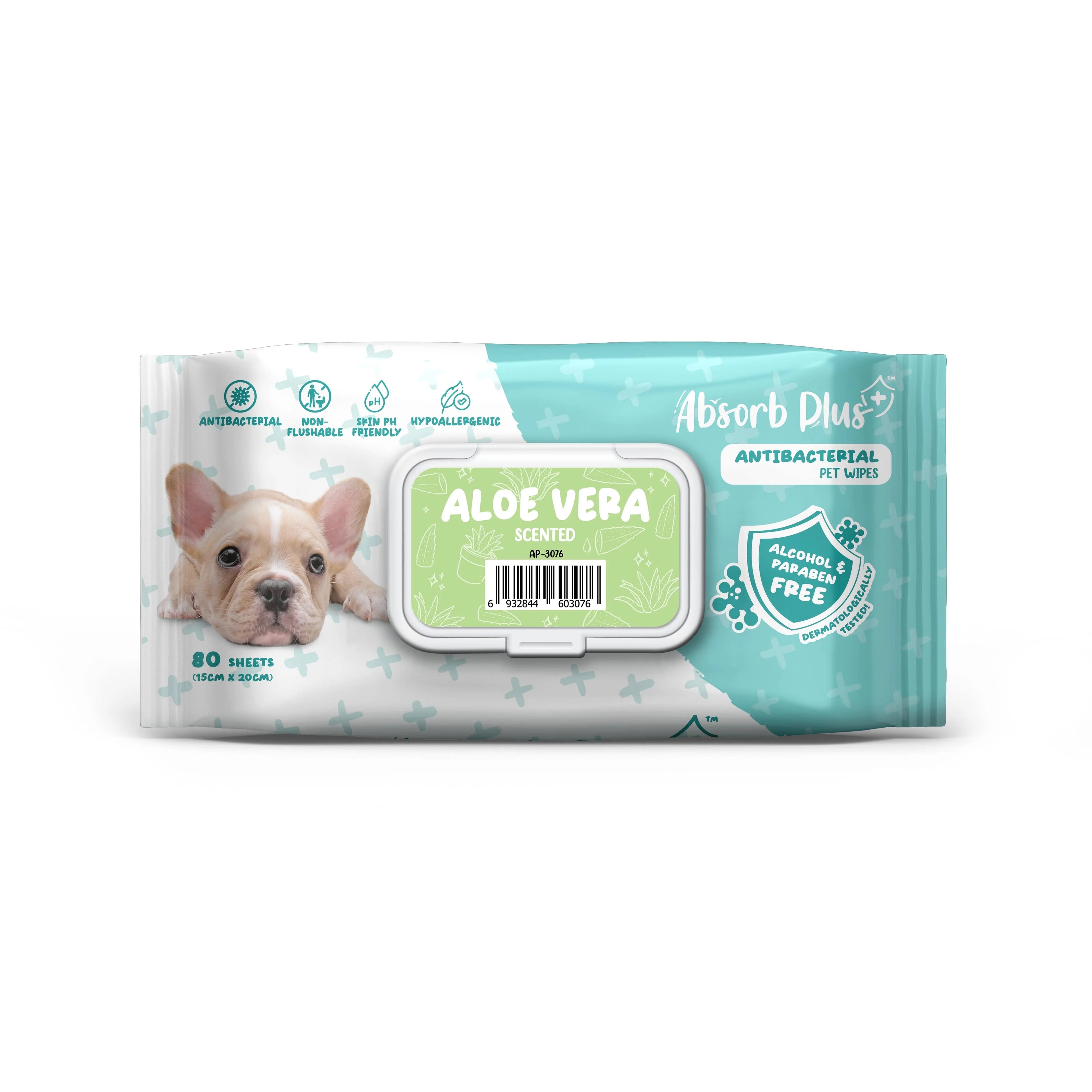 Antibacterial Pet Wipes Aloe Vera Scented 80 sheets