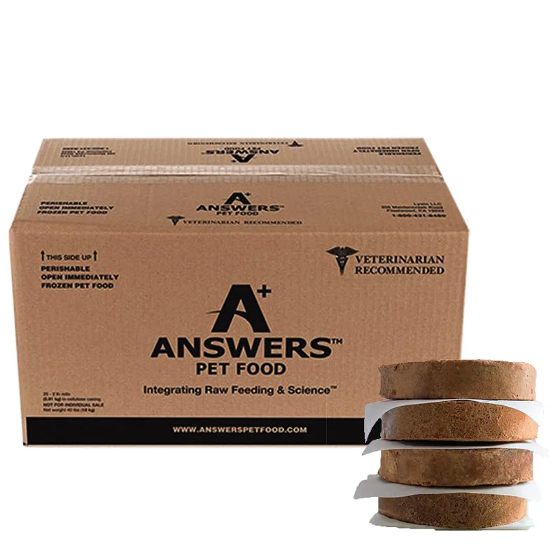 Answers Pet Food Frozen Raw Duck Dog Food Patties, 20lb