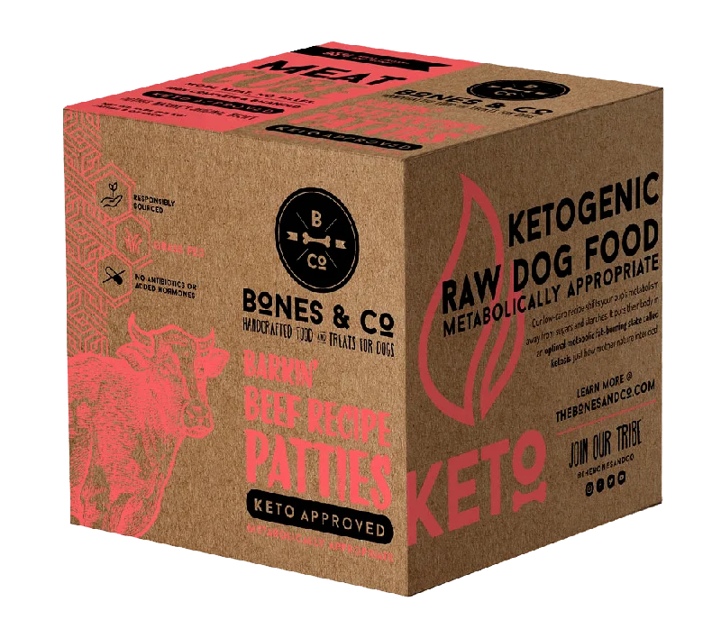 BONES & CO DOG BEEF PATTIES BULK BOX FROZEN 18LB