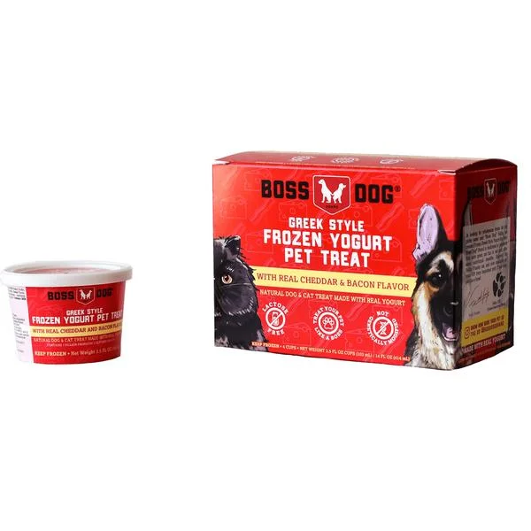 Boss Dog Greek Style Cheddar & Bacon Frozen Yogurt Dog & Cat Treat Case of 4