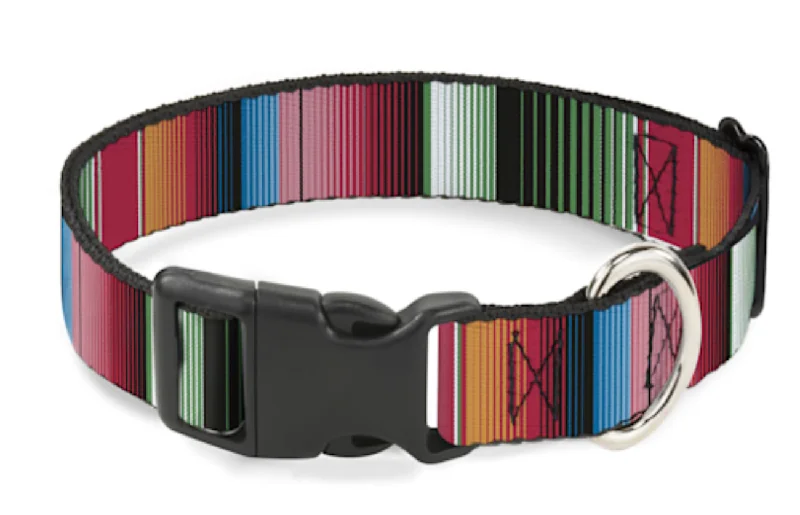 Buckle-Down Plastic Clip Collar Zarape Vertical Multi Color Stripe