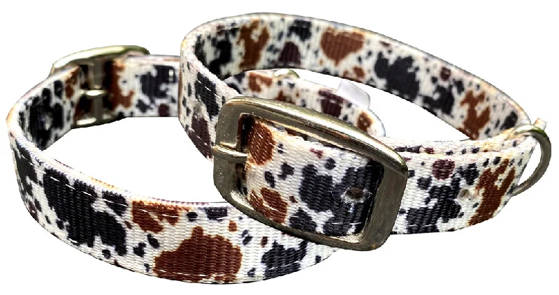 Cow print design nylon dog collar