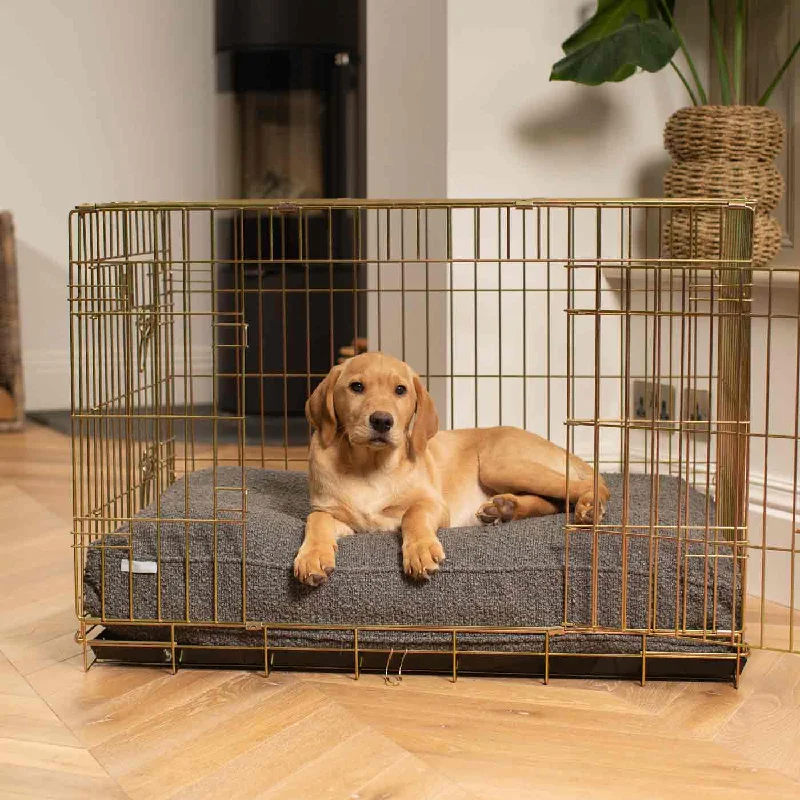 Gold Dog Crate with Cushion in Bouclé by Lords & Labradors