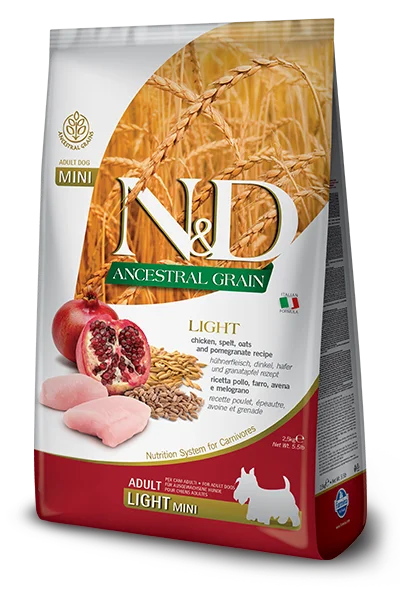 Farmina Natural & Delicious Ancestral Grain Light Chicken & Pomegranate Adult Mini Dog Food