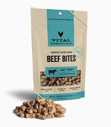 Vital Essentials Freeze-Dried Raw Beef Bites Dog Treats