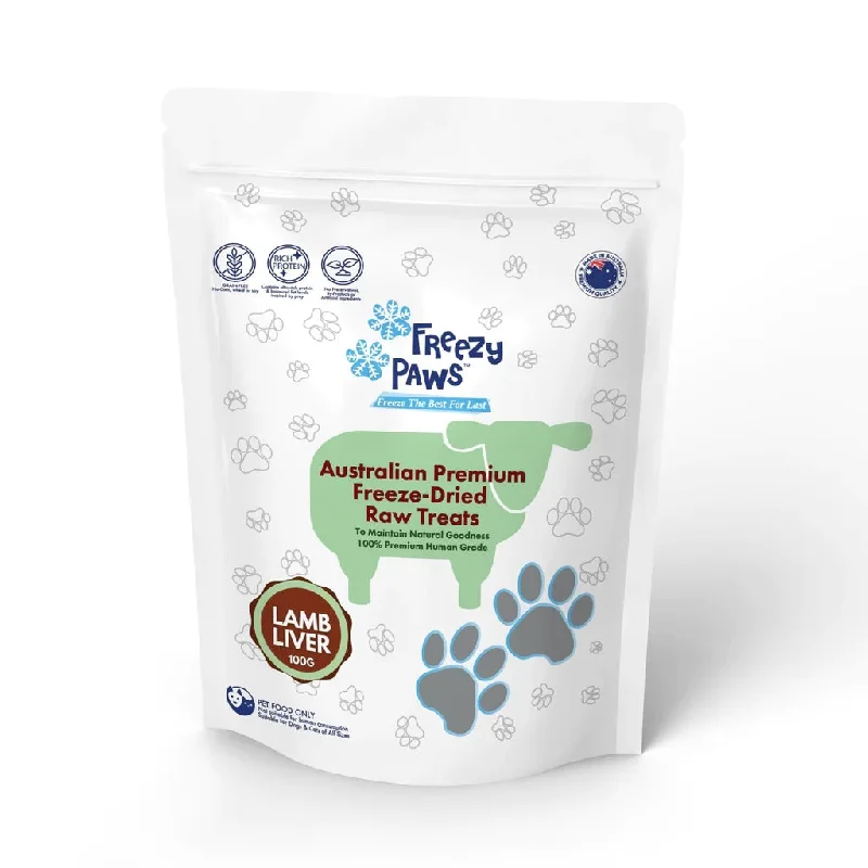 Freezy Paws Freeze Dried Human Grade Lamb Liver Dog and Cat Treats 100g