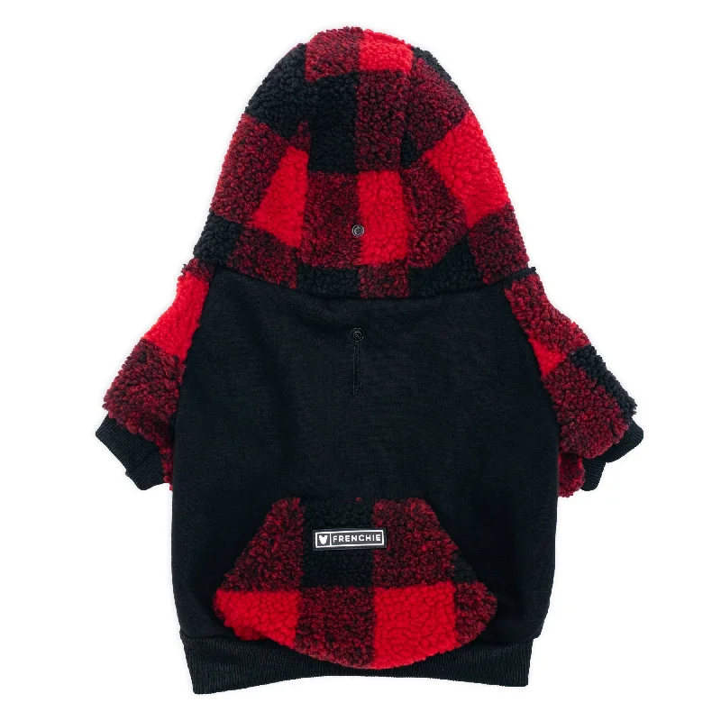 Frenchie Dog Hoodie - Red and Black Plaid