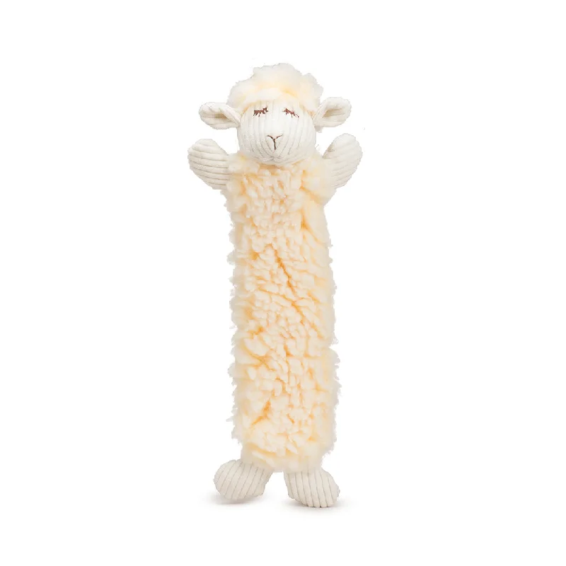 HuggleHounds Fluffer Long & Lovelie Durable Squeaky Plush Dog Toy, Louise The Lamb