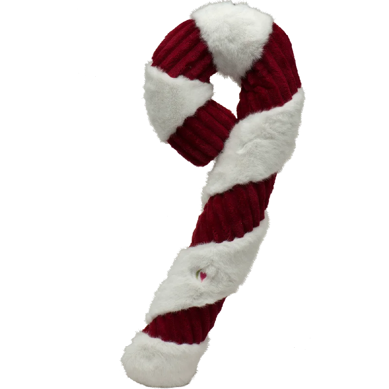 HuggleHounds Holiday 2024 Candy Cane Plush Dog Toy, Super-Size