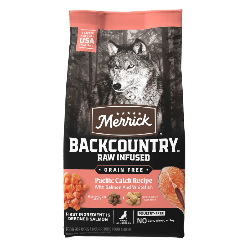 Merrick Backcountry Grain Free Dry Adult Dog Food, Kibble With Freeze Dried Raw Pieces, Pacific Catch With Salmon