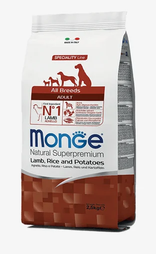 Monge Dog Dry All Breeds Adult Lamb, Rice & Potato