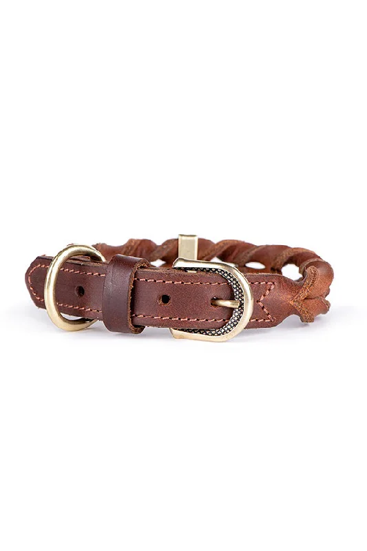 My Family Ascot Brown Leather Dog Collar