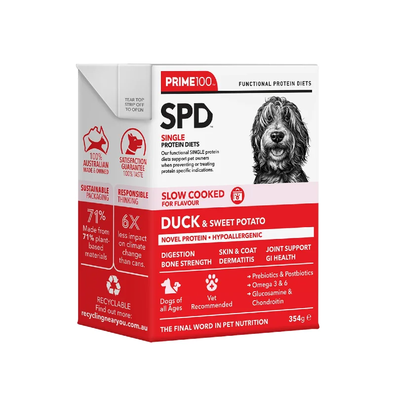 Prime100 SPD Dog Wet Food Slow Cooked Duck & Sweet Potato 354g