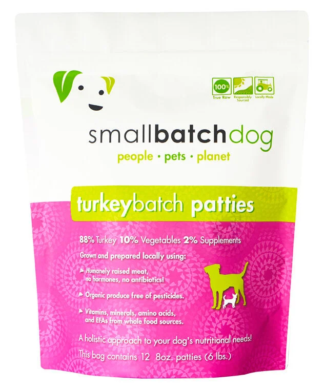 SmallBatch Raw Frozen Turkey Patties for Dogs 6lbs