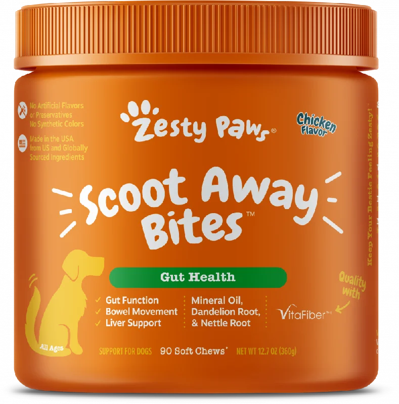 Zesty Paws Anal Gland Health Scoot Away Bites for Digestive & Immune Support Chicken Soft Chews for Dogs