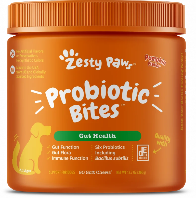 Zesty Paws Probiotic Bites with Digestive Enzymes Pumpkin Soft Chews for Dogs