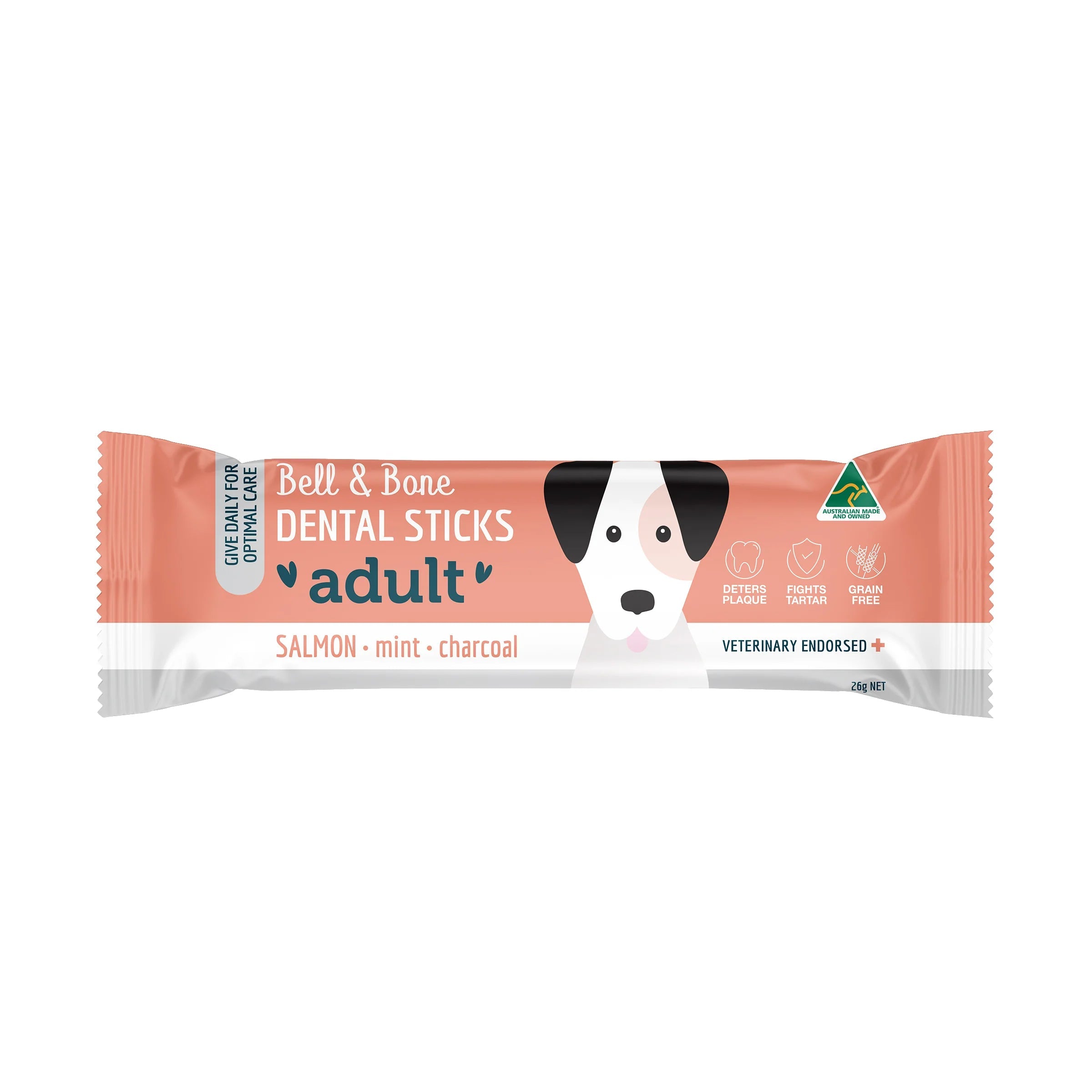 Bell and Bone Dental Stick Salmon Mint and Charcoal for Dogs 26g