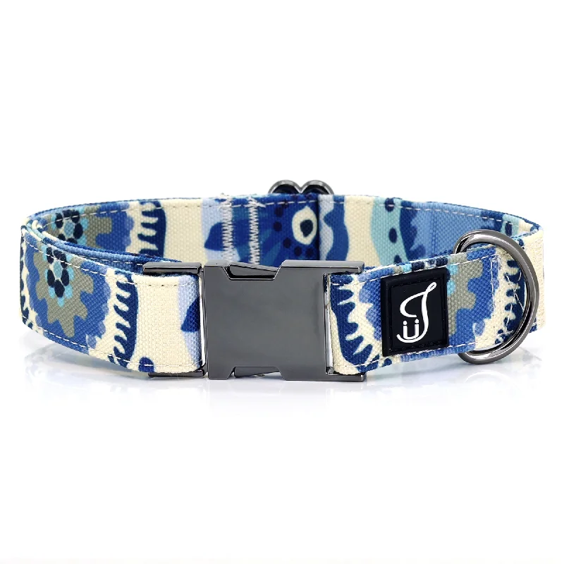 Blue Daisy Dog Collar Personalizable