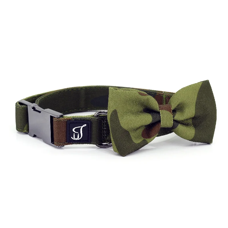 Camouflage Dog Collar with Bow Tie