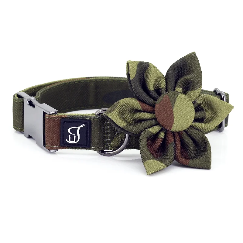 Camouflage Dog Collar with Flower