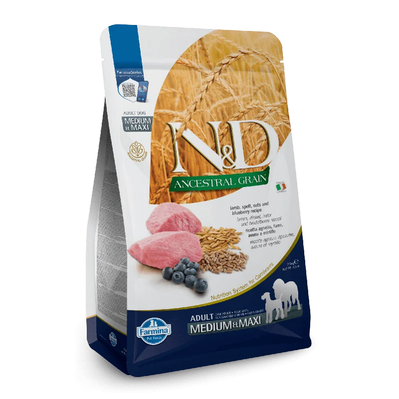 Farmina N&D Ancestral Grain Lamb & Blueberry Medium & Maxi Adult Dry Dog Food