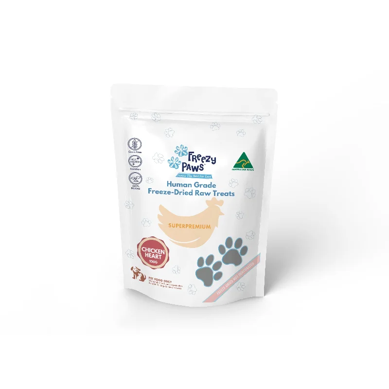 Freezy Paws Freeze Dried Chicken Hearts Dog and Cat Treats 100g