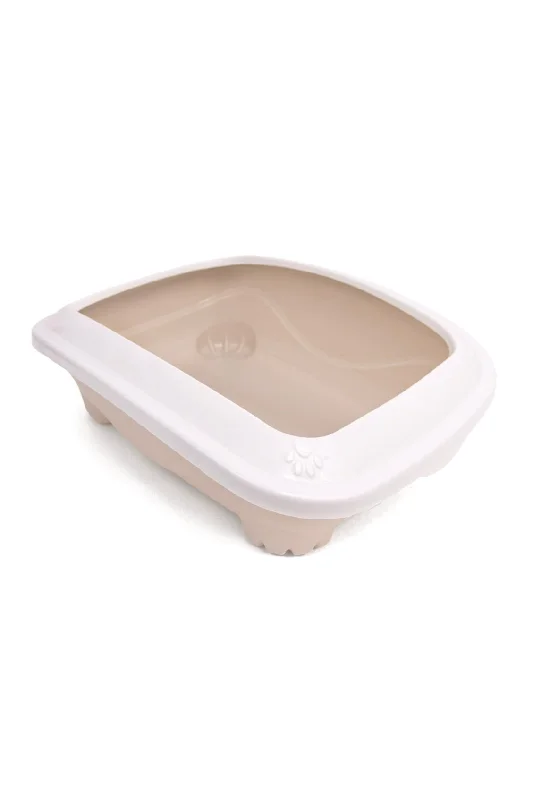 Great and Small Stone Beige with Rim Litter Tray