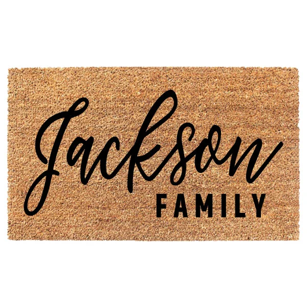 Cursive Family Custom Doormat