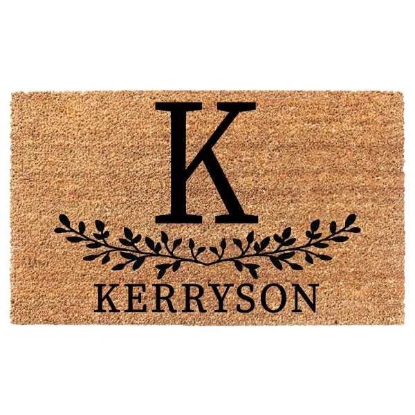 Initial Last Name Wreath Custom Doormat