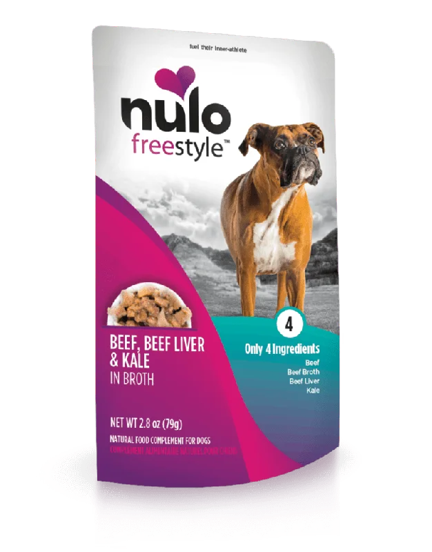 Nulo Freestyle Grain Free Beef with Beef Liver & Kale in Broth Meaty Dog Food Topper Pouch