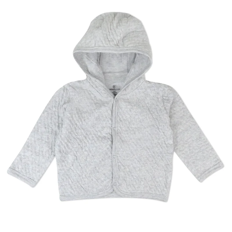 Organic Cotton Matelassé Snap-Front Hooded Jacket