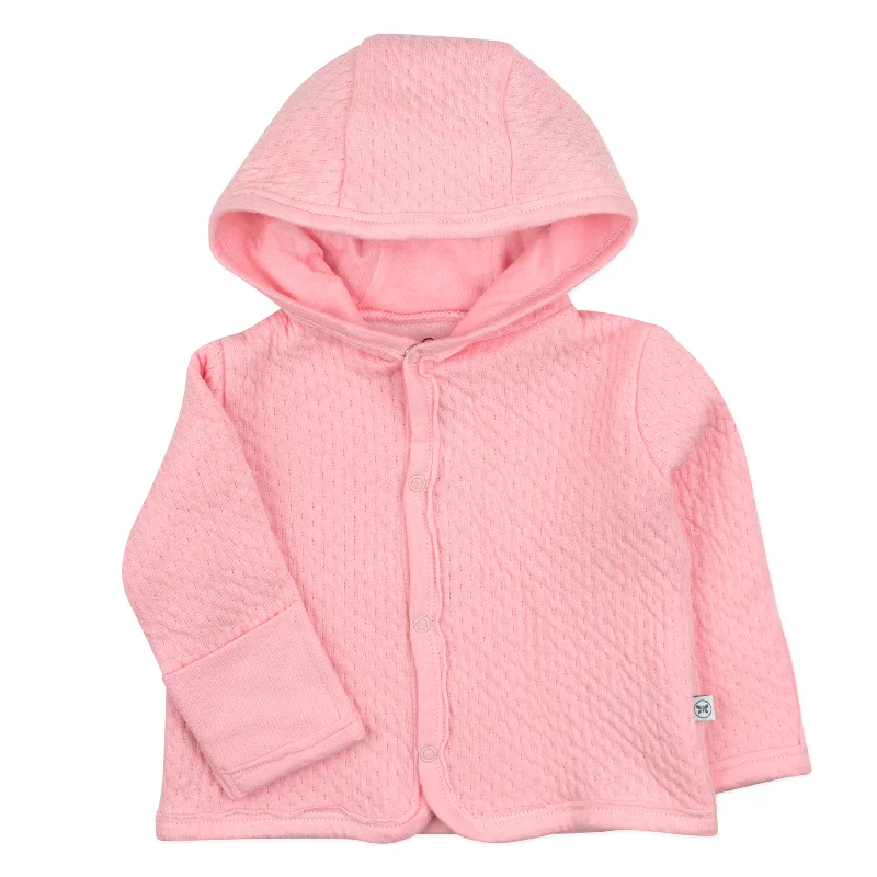 Organic Cotton Matelassé Snap-Front Hooded Jacket