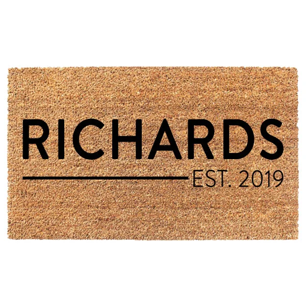 Modern Last Name Est. Year Custom Doormat