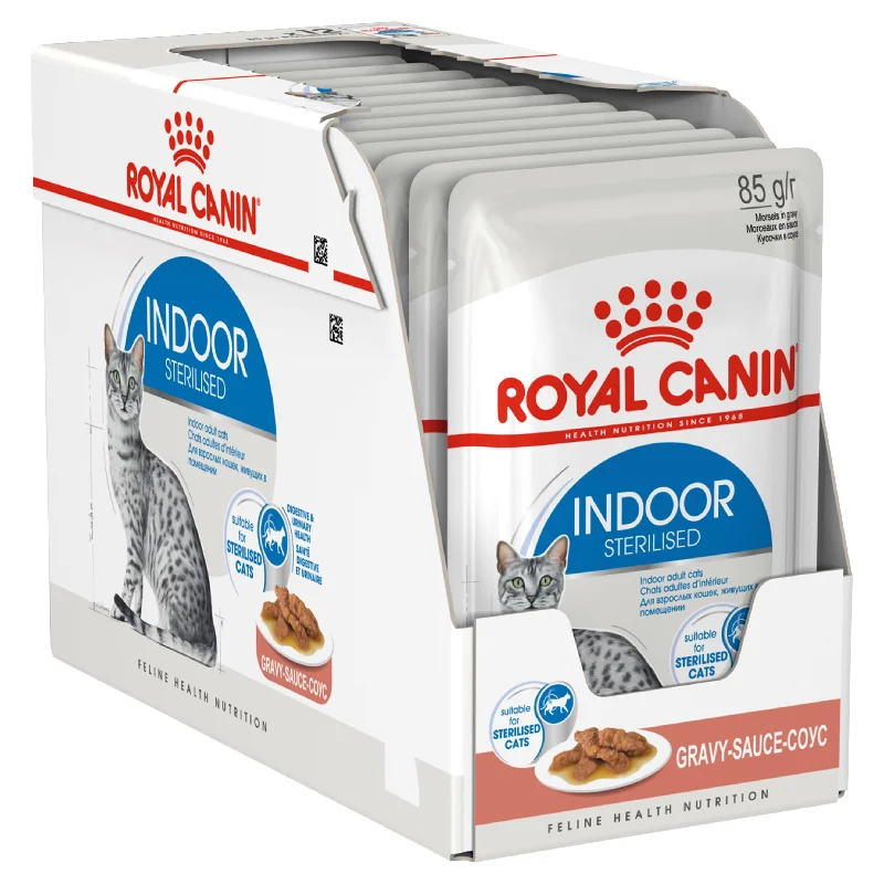 Royal Canin Indoor With Gravy Adult Wet Cat Food Pouches 85g x 12