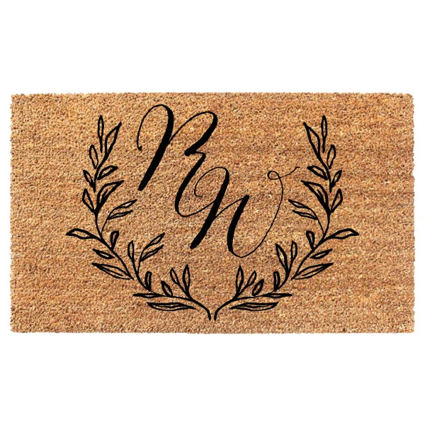 Two Initials Custom Wreath Doormat