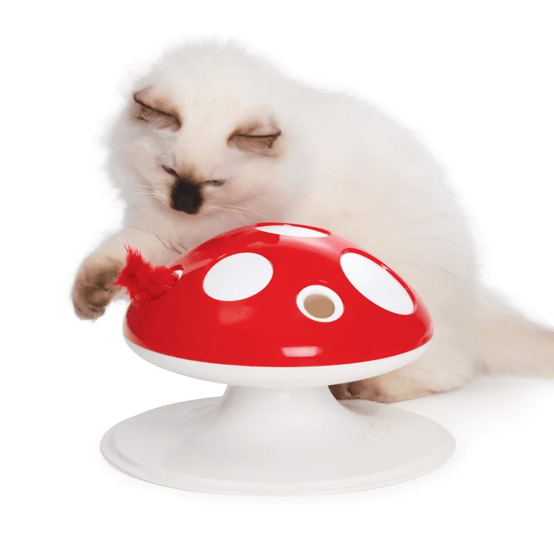 360° Interactive, Motion-activated Feather Cat Toy, Senses 2.0 Playground - Mushroom