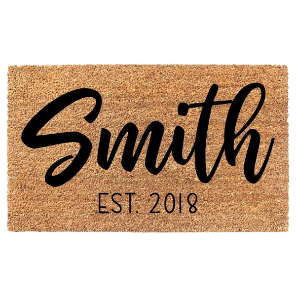 Brush Script Est. Year Doormat