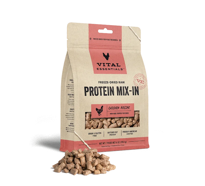 Vital Essentials Chicken Recipe Freeze-Dried Raw Protein Mix-In Mini Nibs Topper For Dogs