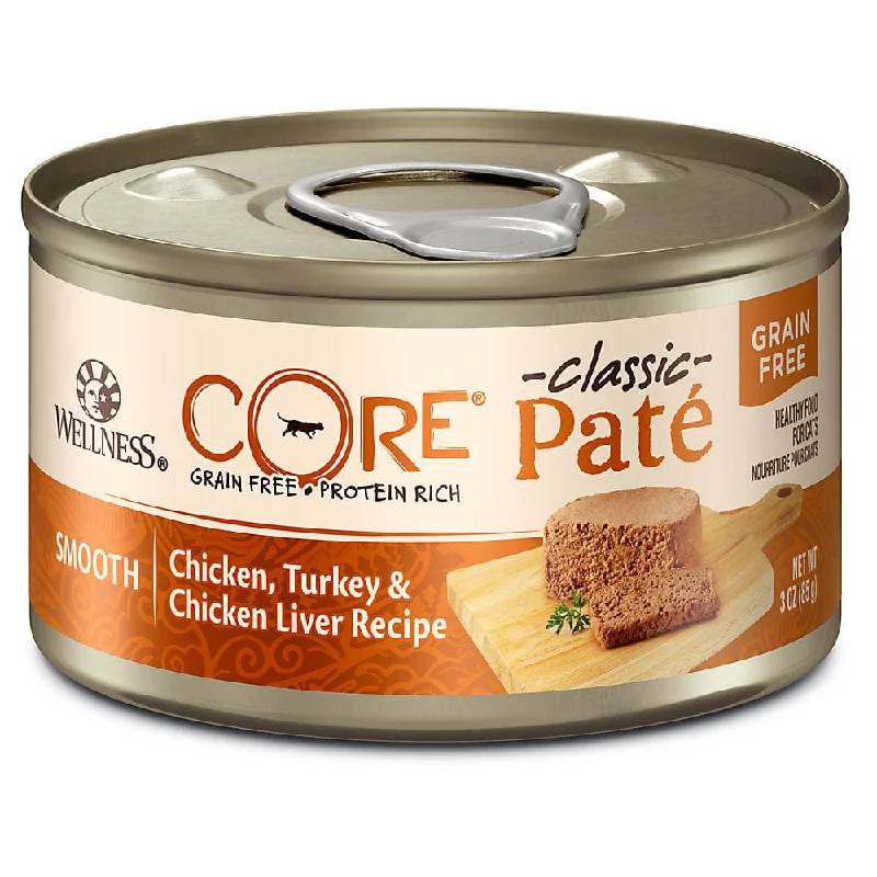 Wellness CORE Grain Free Natural Chicken, Turkey and Chicken Liver Smooth Pate Wet Canned Cat Food