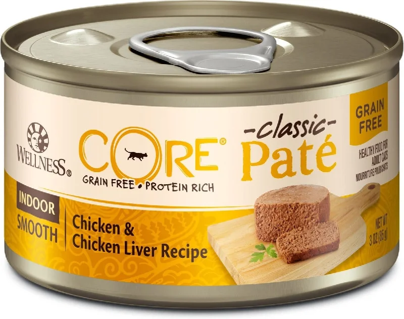 Wellness CORE Natural Grain Free Indoor Chicken and Chicken Liver Smooth Pate Wet Canned Cat Food